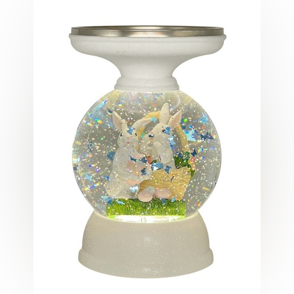 🆕🐰 LIMITED EDITION EASTER/SPRING SHIMMER WATER GLOBE CANDLE HOLDER. BRAND NEW! - Picture 4 of 10